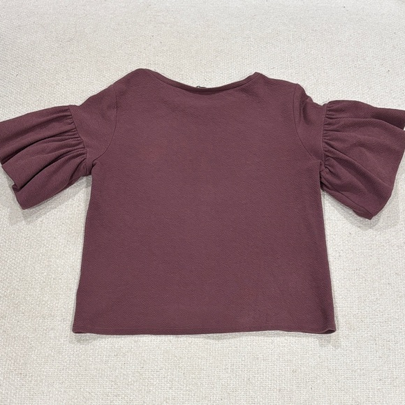 Express | Plum Ruffle Sleeve Top - Picture 3 of 3